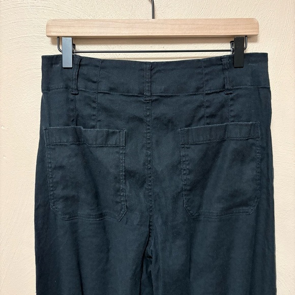 Anthropologie Maeve The Colette Cropped Linen Wide-Leg Pants Black Size 30 - Picture 8 of 11